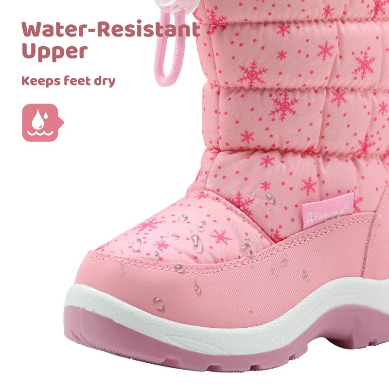 Apakowa Kid's Girls Cold Weather Snow Boots (Toddler/Little Kid) (7 M US Toddler, Pink2) - Image 4